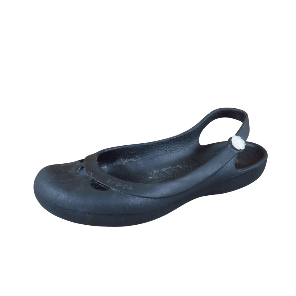 Crocs Jayna Women Slingback Flat Size 7 Water Friendly Beach Shoe Black Croslite